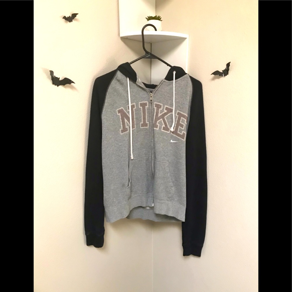 Nike grey black hoodie / zip up large